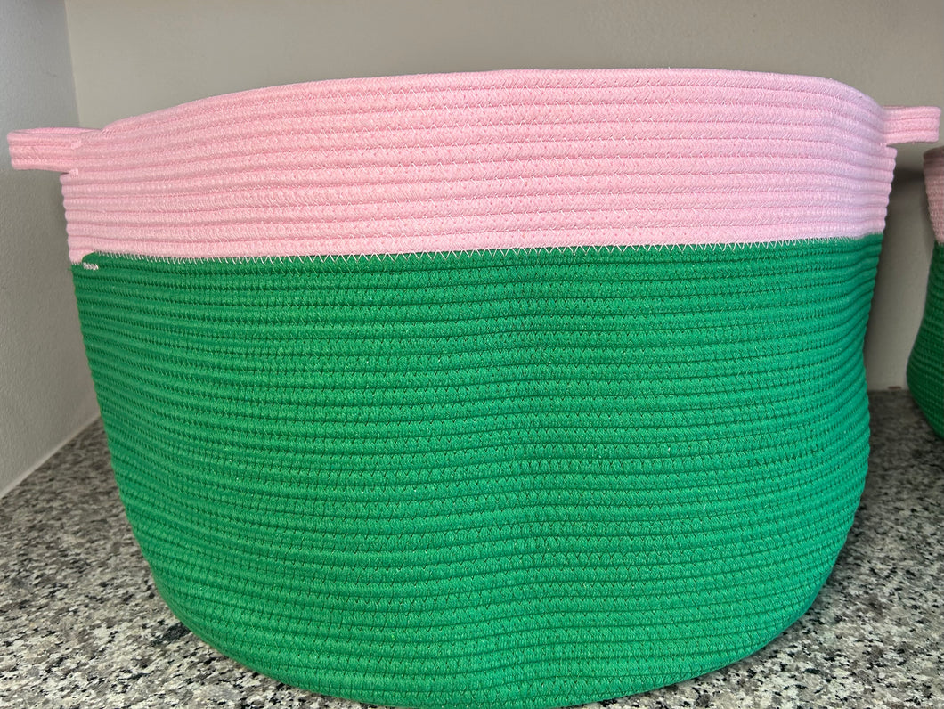 Pink & Green Rope Basket