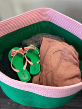 Load image into Gallery viewer, Pink &amp; Green Rope Basket