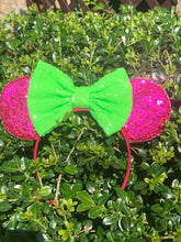 Load image into Gallery viewer, Magenta and Neon Green Mouse Ears