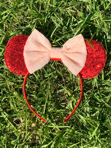 Crimson and Cream Mouse Ears