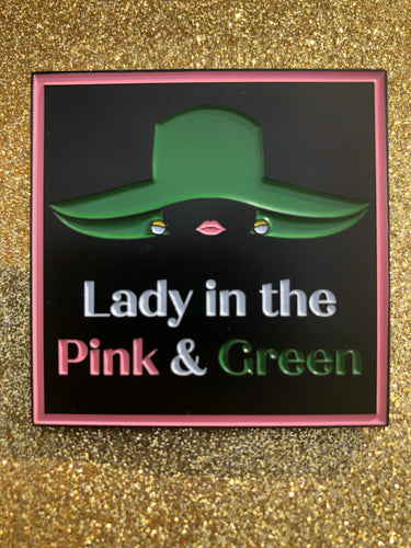 Lady in Pink & Green Pin